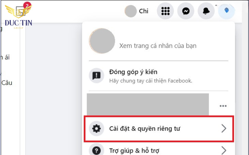 Truy cập vào phần Cài đặt rồi chọn mục Thông tin cá nhân và tài khoản